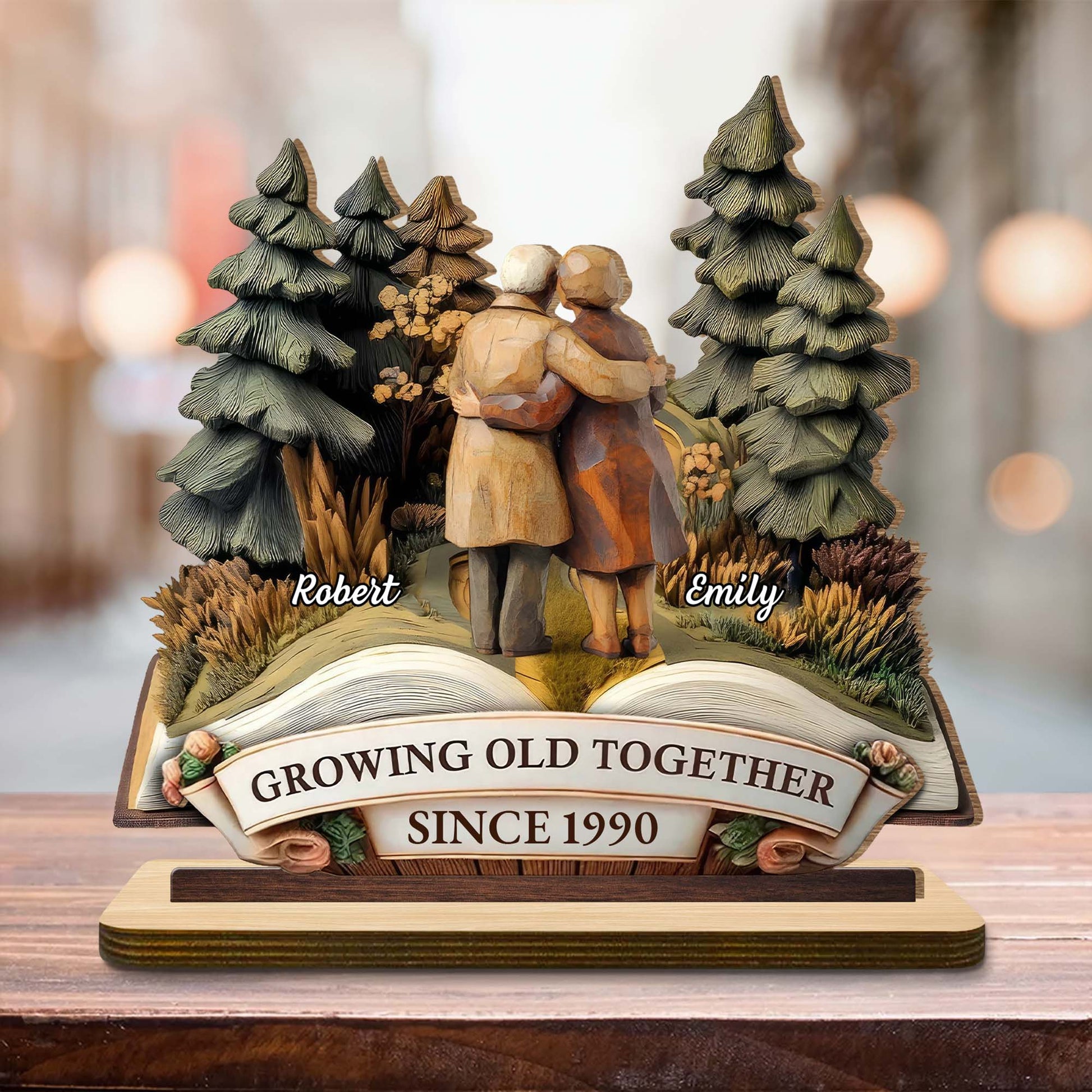 Wood Sign material and size view - Personalized Couple Anniversary Gift