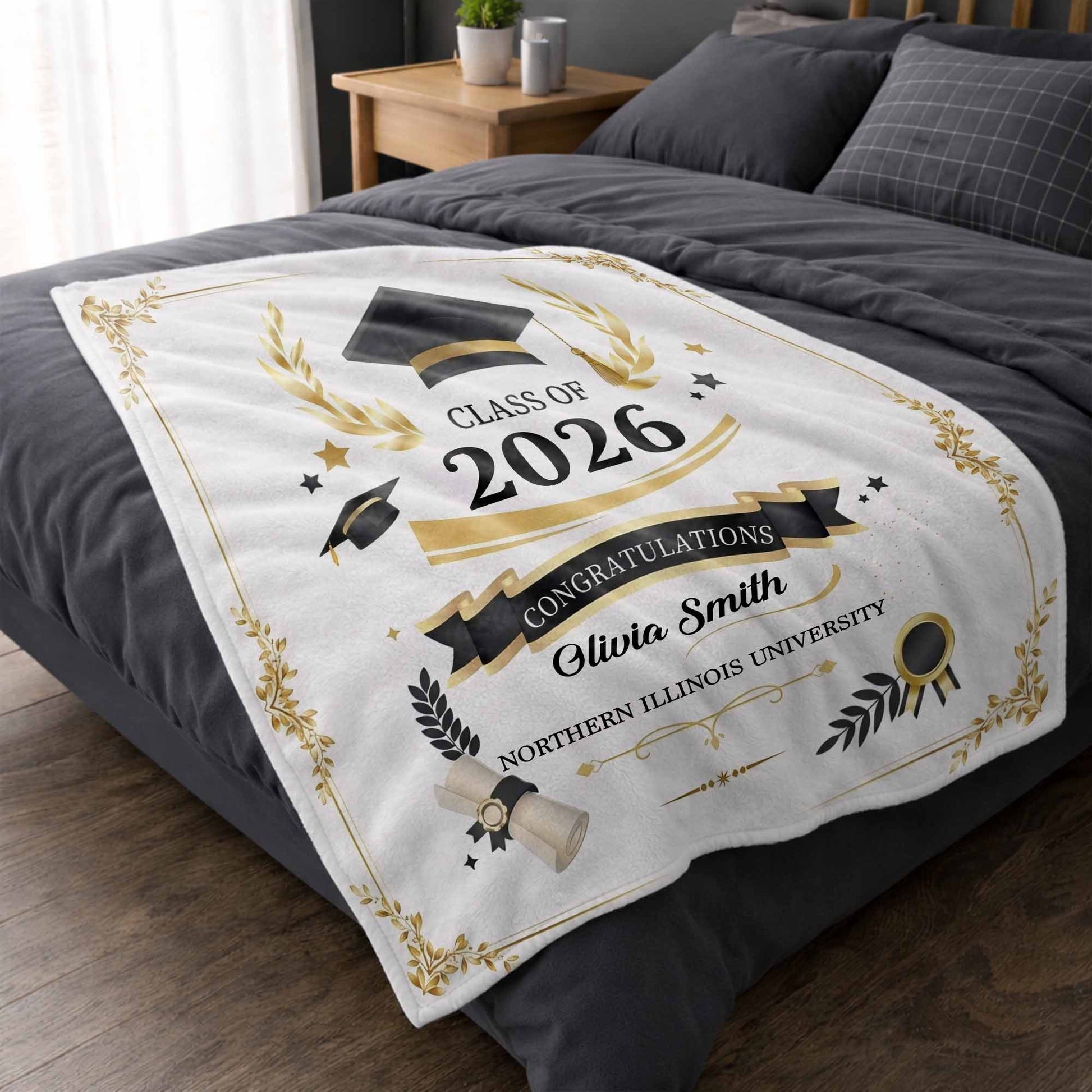 Personalized Graduation Blanket for Daughter/Granddaughter with personalized design details for meaningful gifting image 7