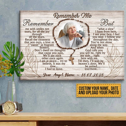 Remember Me Personalized Memorial Photo Canvas / Poster - Custom Wall Art for Lost Loved One Keepsake