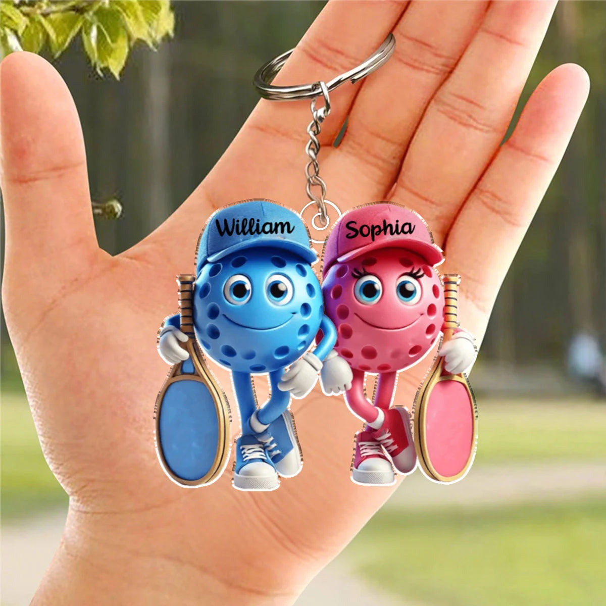 Pickleball Passion Personalized Couple Keychain - Custom Acrylic Keepsake for Pickleball Lovers