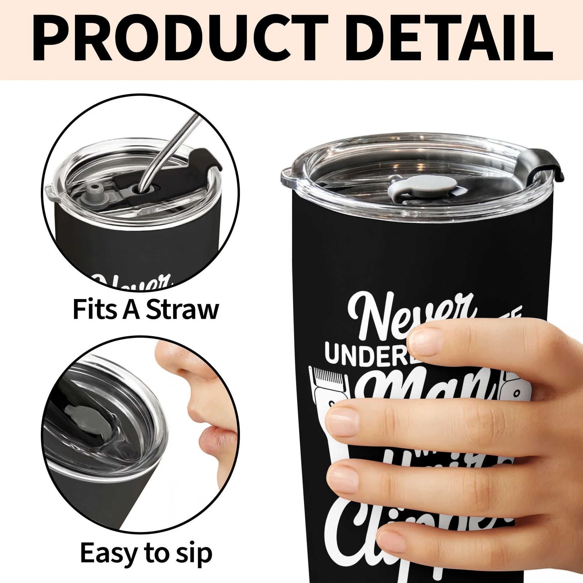 Personalized barber tumbler with vintage barber chair tools design and hair clipper quote gift for men image 9