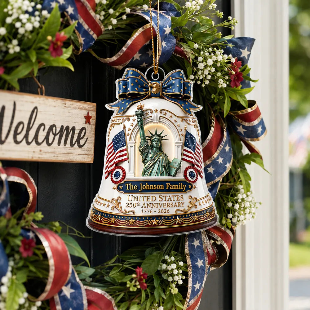 United States 250th Anniversary Personalized Acrylic Ornament - Custom Family Patriotic Christmas Decor