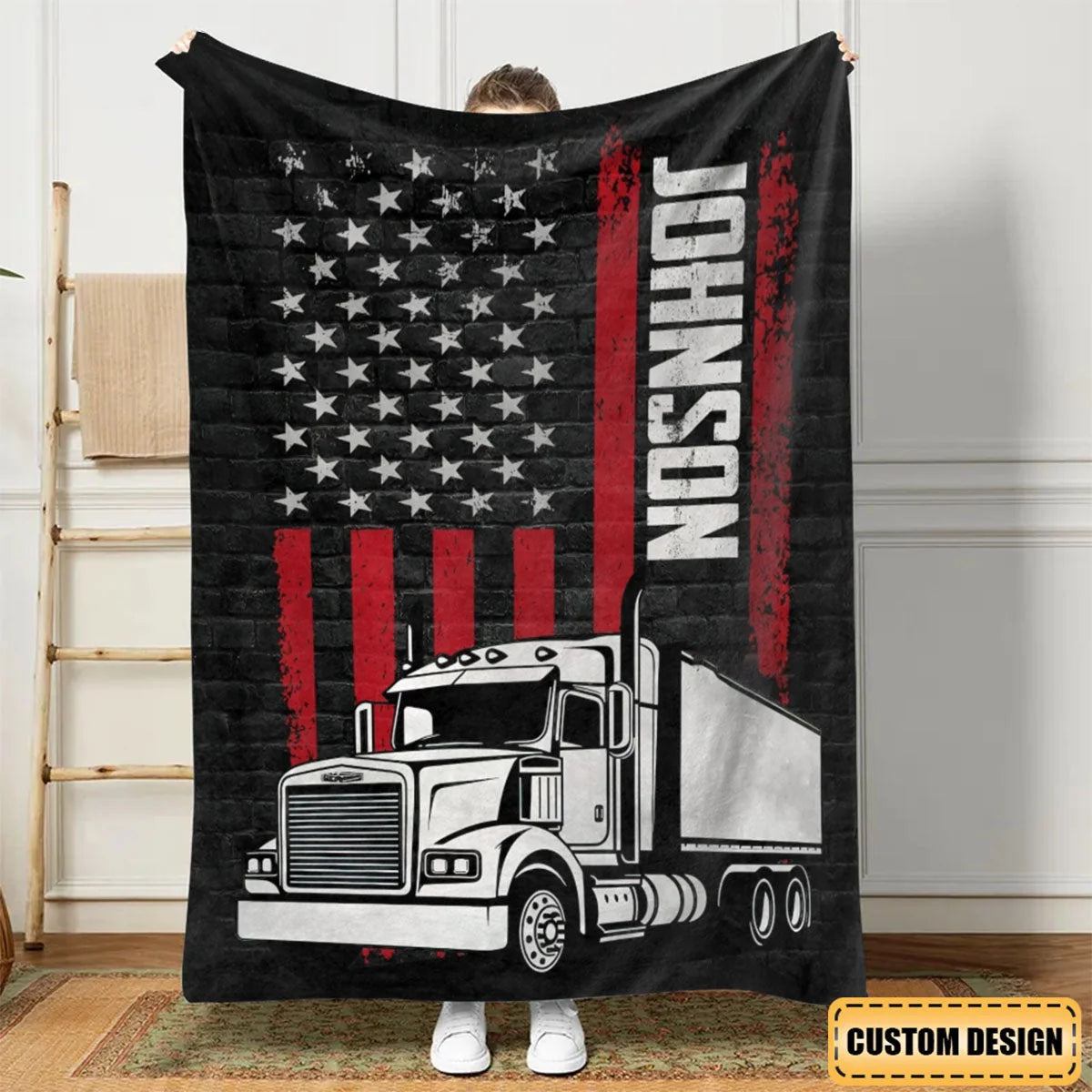 Personalized Trucker Blanket - Custom Name Gift for Drivers