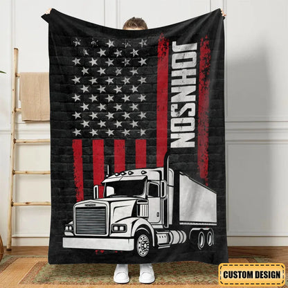 Personalized Trucker Blanket - Custom Name Gift for Drivers