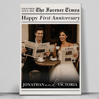 Custom Newspaper Anniversary Canvas personalization view for Couples