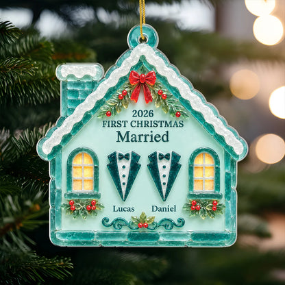 First Christmas As Mr & Mrs Personalized Acrylic Ornament for Couples - Custom Newlywed Wedding Keepsake Tree Decor