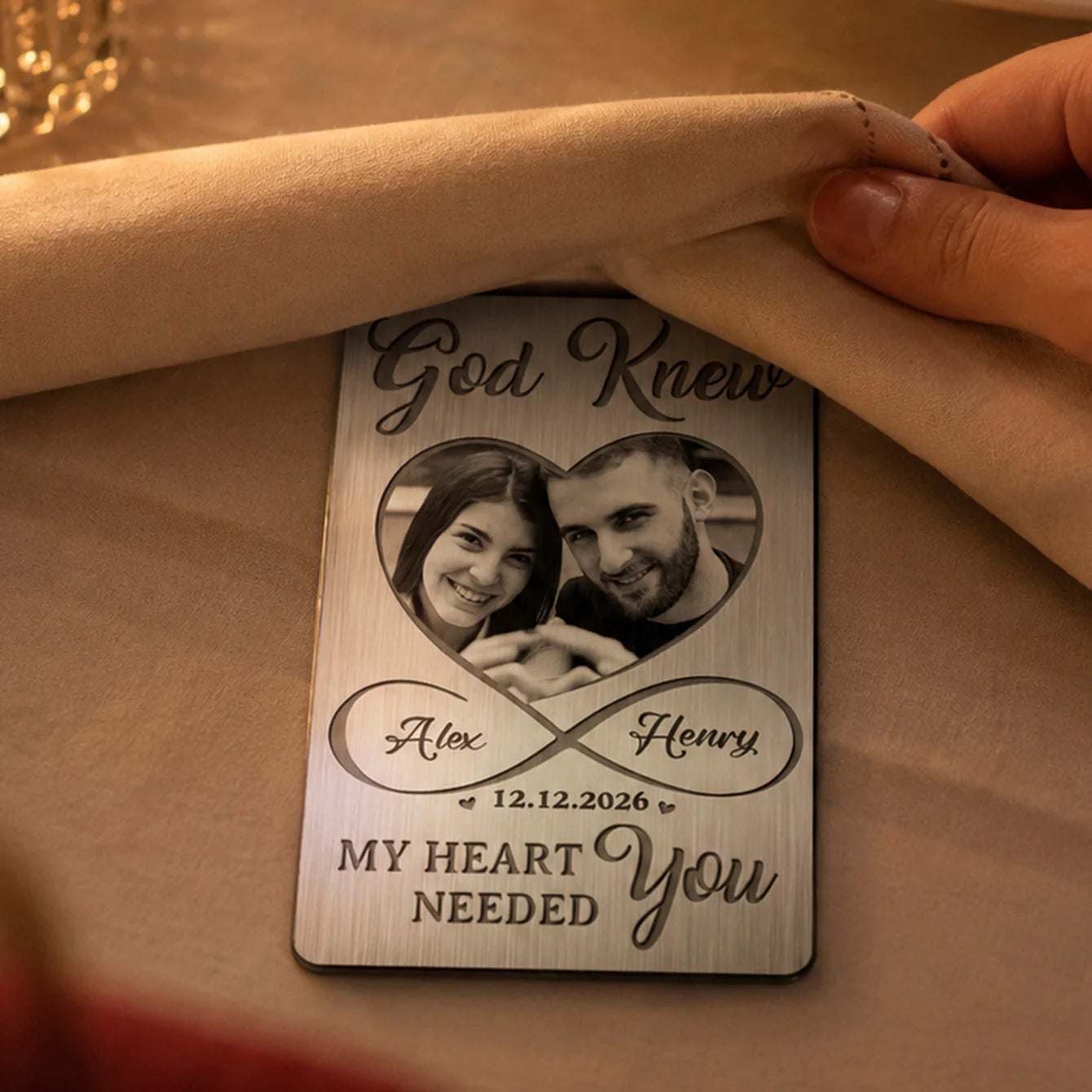 Custom Photo Wallet Card for Wife with personalized design details for meaningful gifting image 7