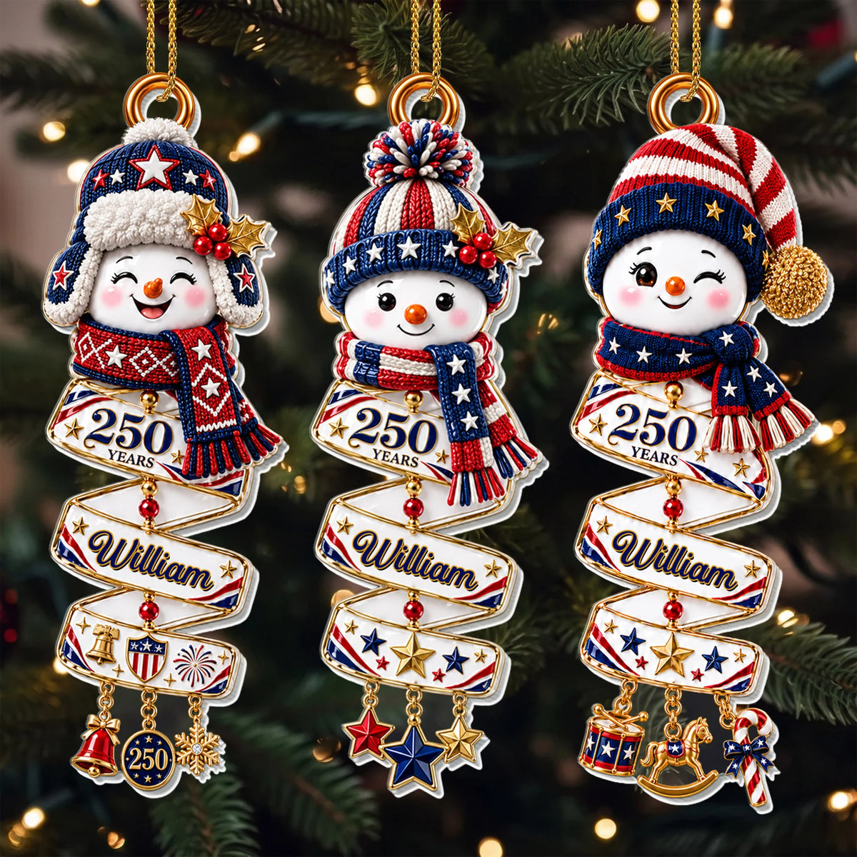 Celebrating Our Anniversary 250 Years Snowman Personalized Acrylic Ornament - Christmas Gift for Family