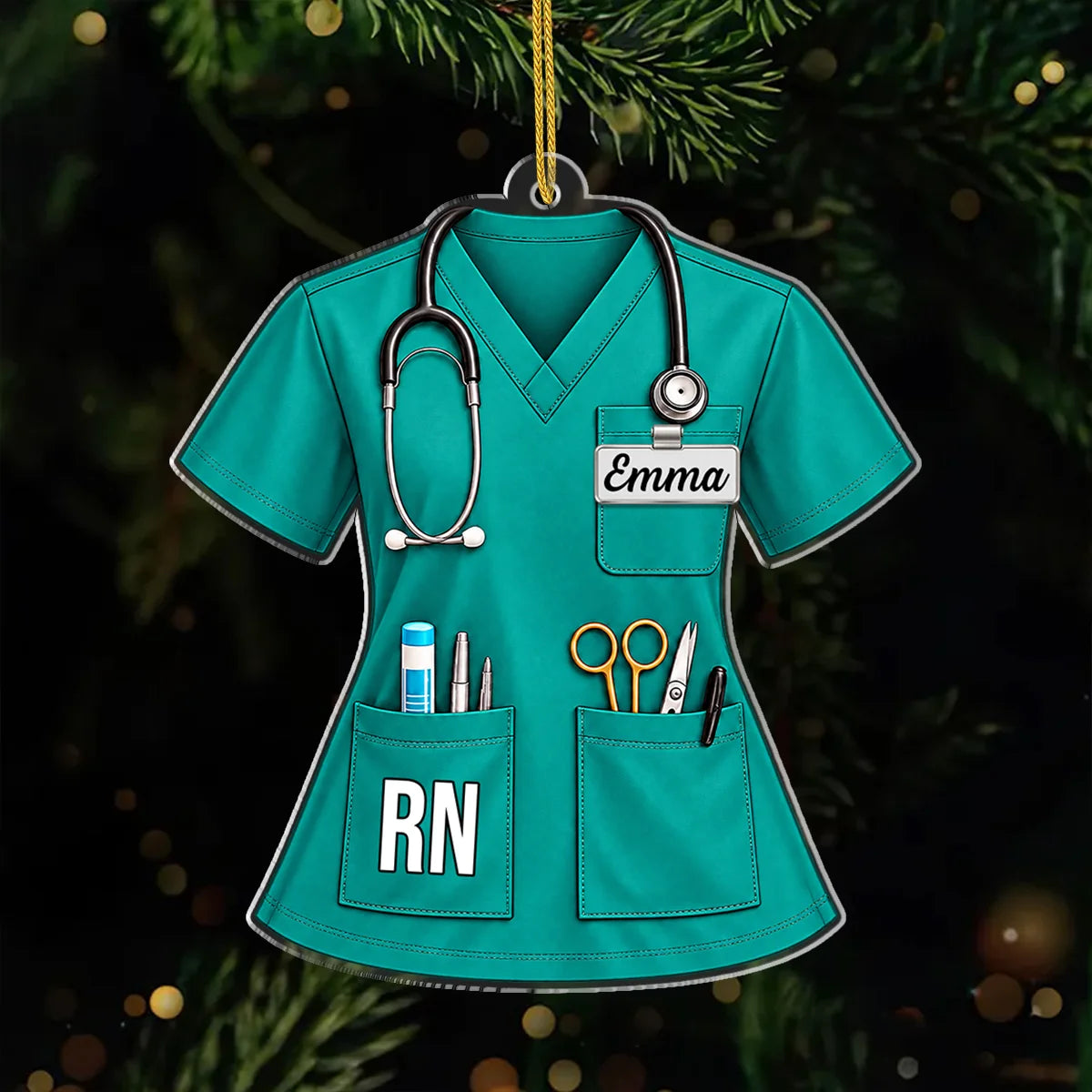 Personalized Medical Scrubs Acrylic Ornament - Custom Nurse Christmas Keepsake Gift