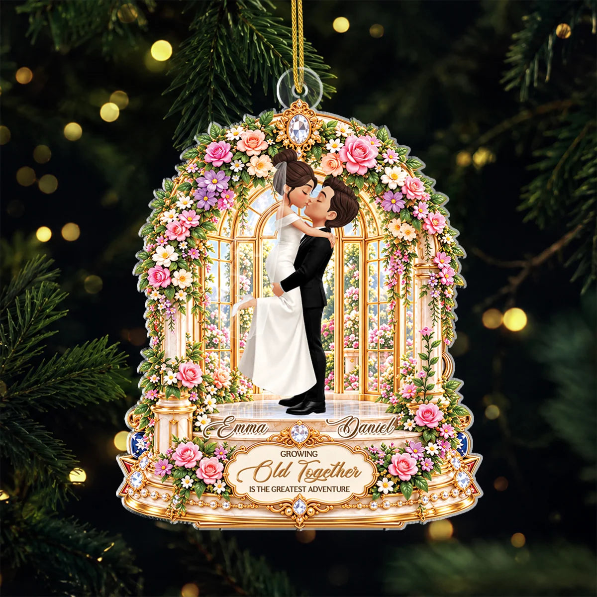 Growing Old Together Personalized Acrylic Ornament for Couples - Custom Wedding & Anniversary Keepsake Gift