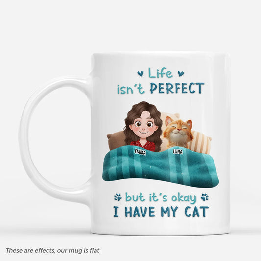 Life Isn't Perfect But I Have My Cats Personalized Mug - Custom Coffee Cup Gift for Pet Lovers