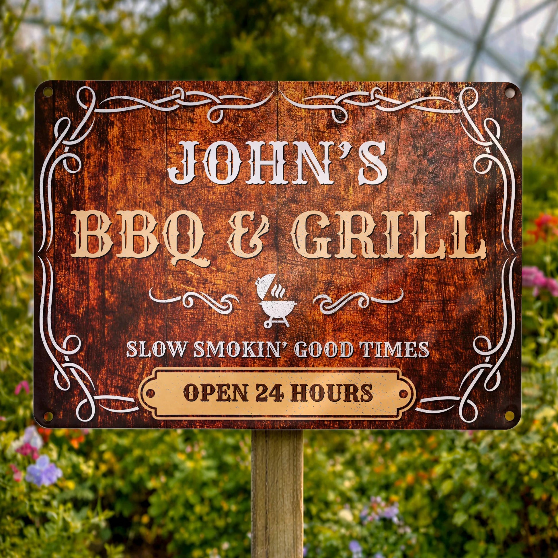 Personalized Bbq Grill Metal Sign personalization view for Dad