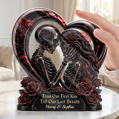 Till Our Last Breath Personalized Skeleton Acrylic Plaque - Gothic Couple Anniversary & Wedding Gift