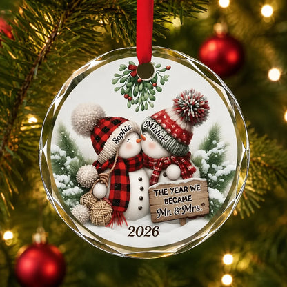 "The Year We Became Mr & Mrs" Personalized Glass Ornament - Custom First Married Christmas Keepsake Gift for Couples
