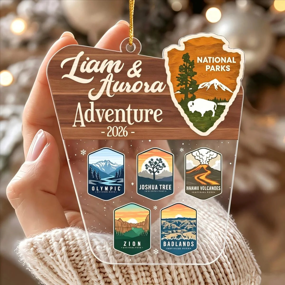 Custom Couple Adventure Keepsake - Personalized National Parks Acrylic Ornament for Road Trip Hikers