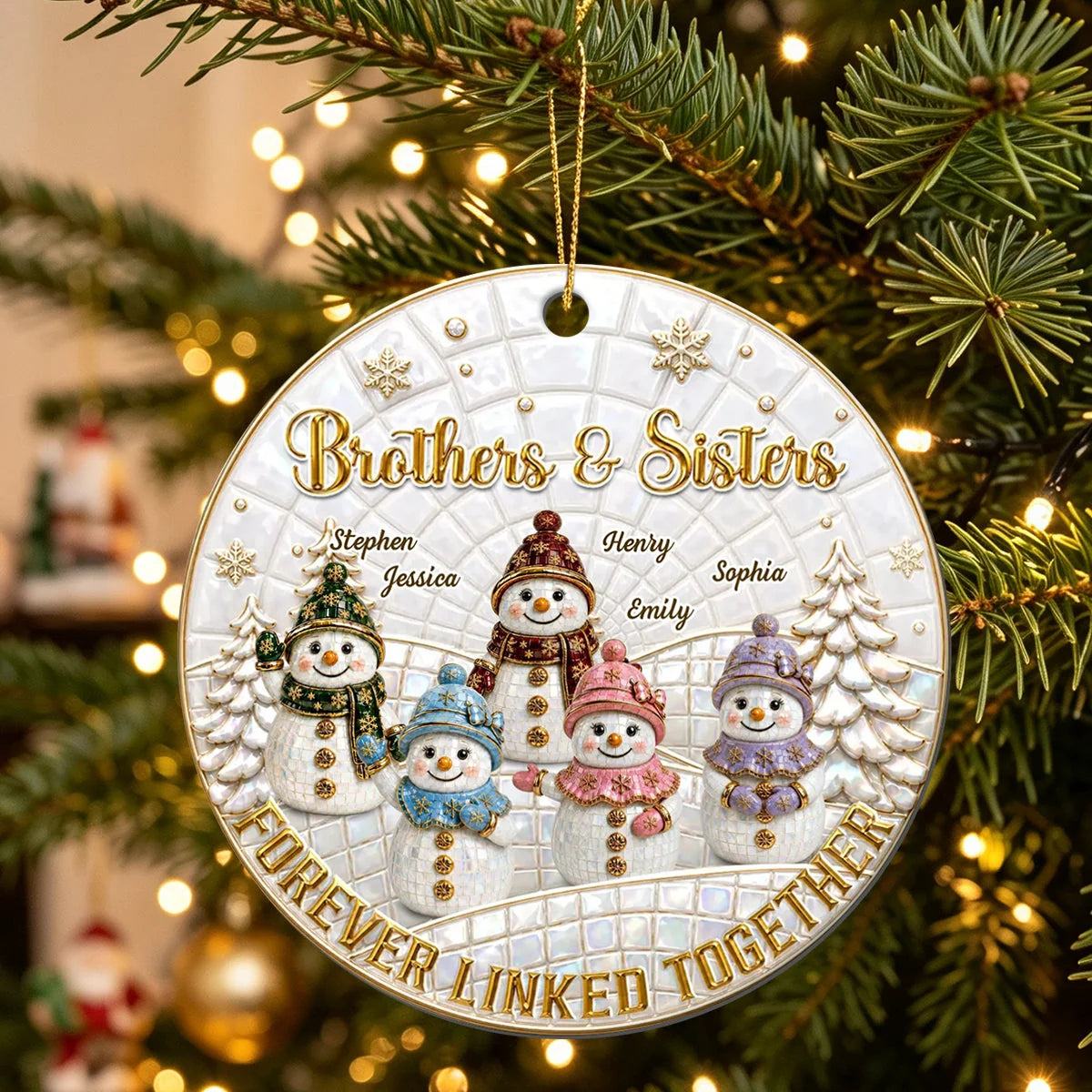 "Forever Linked Together" Personalized Sibling Wooden Ornament - Keepsake Gift for Brothers and Sisters