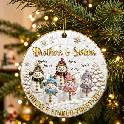 "Forever Linked Together" Personalized Sibling Wooden Ornament - Keepsake Gift for Brothers and Sisters