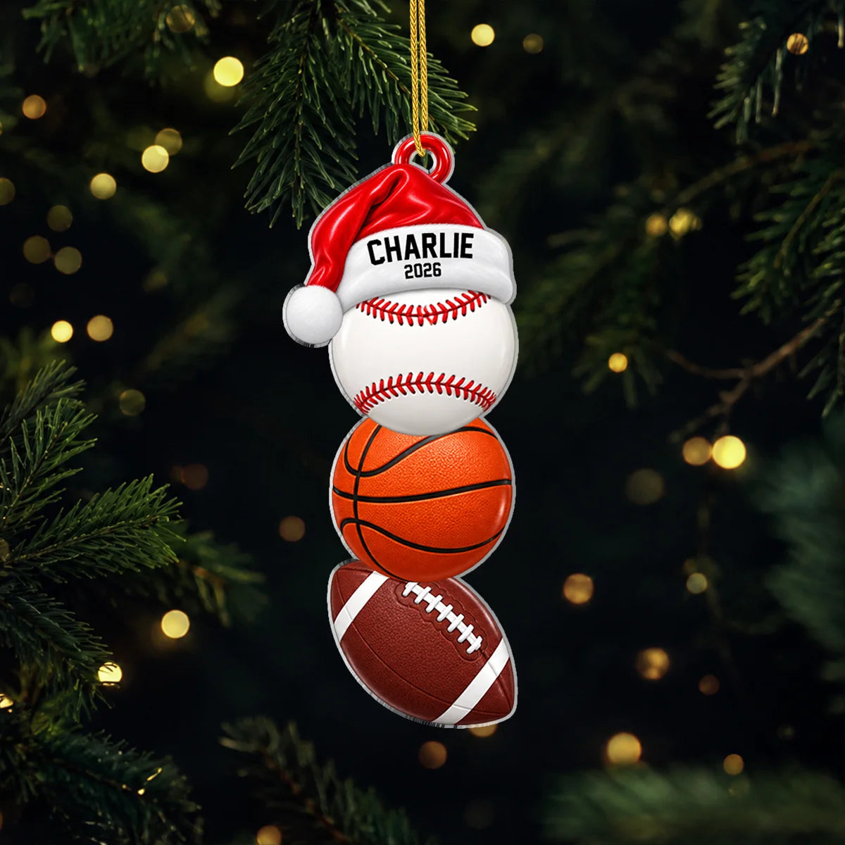 Personalized Sports Christmas Acrylic Ornament - Custom Name Sports Gift