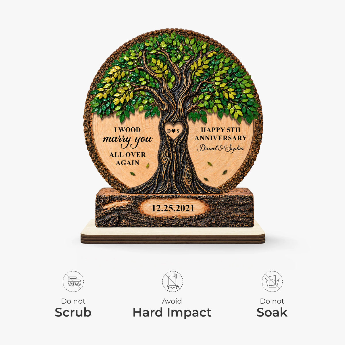 "I Wood Marry You All Over Again" Personalized Wooden Plaque - Custom Anniversary Gift for Couples