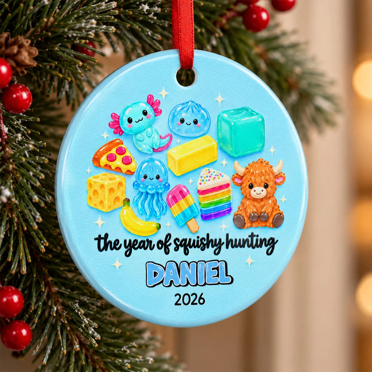 The Year of Squishy Hunting Personalized Ceramic Ornament - Custom Kids Christmas Keepsake Gift