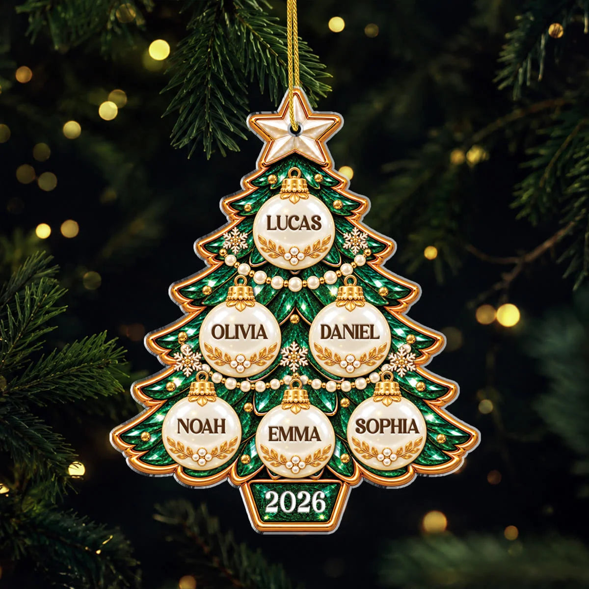 Family Names Christmas Bauble Tree Acrylic Ornament - Custom Keepsake Gift for Holiday Tree