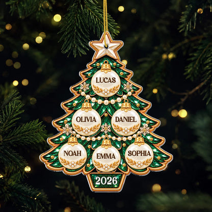 Family Names Christmas Bauble Tree Acrylic Ornament - Custom Keepsake Gift for Holiday Tree