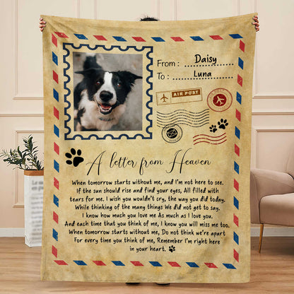 A Letter From Heaven Personalized Pet Memorial Blanket - Sympathy Gift for Dog Lovers