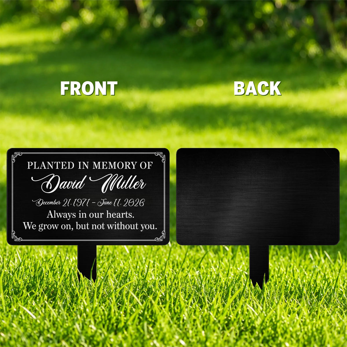 Planted In Memory Of Personalized Metal Garden Stake - Custom Memorial Tribute Yard Sign for Family
