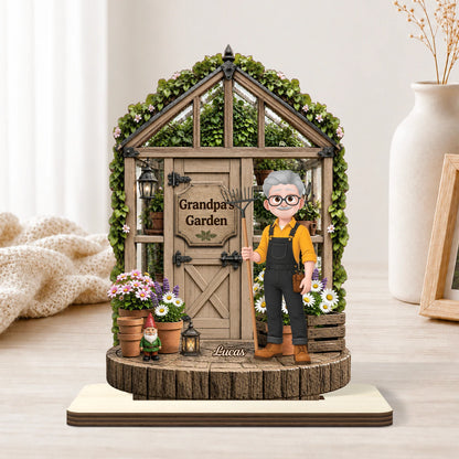 Custom Grandpa's Garden Wooden Plaque personalization view for Grandpa