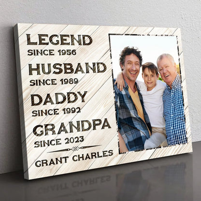 Custom Legend Husband Daddy Grandpa Canvas personalization view for Dad