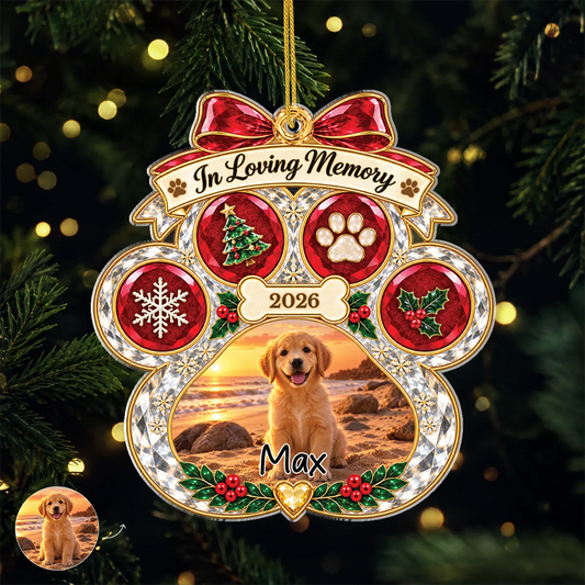 "In Loving Memory" Personalized Pet Memorial Acrylic Ornament - Christmas Gift for Dog Lovers