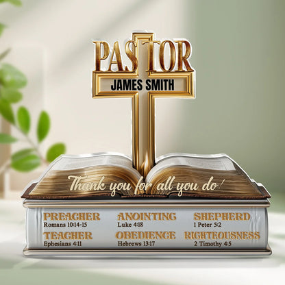 "Thank You For All You Do" Personalized Pastor Acrylic Plaque - Custom Christian Preacher Gift
