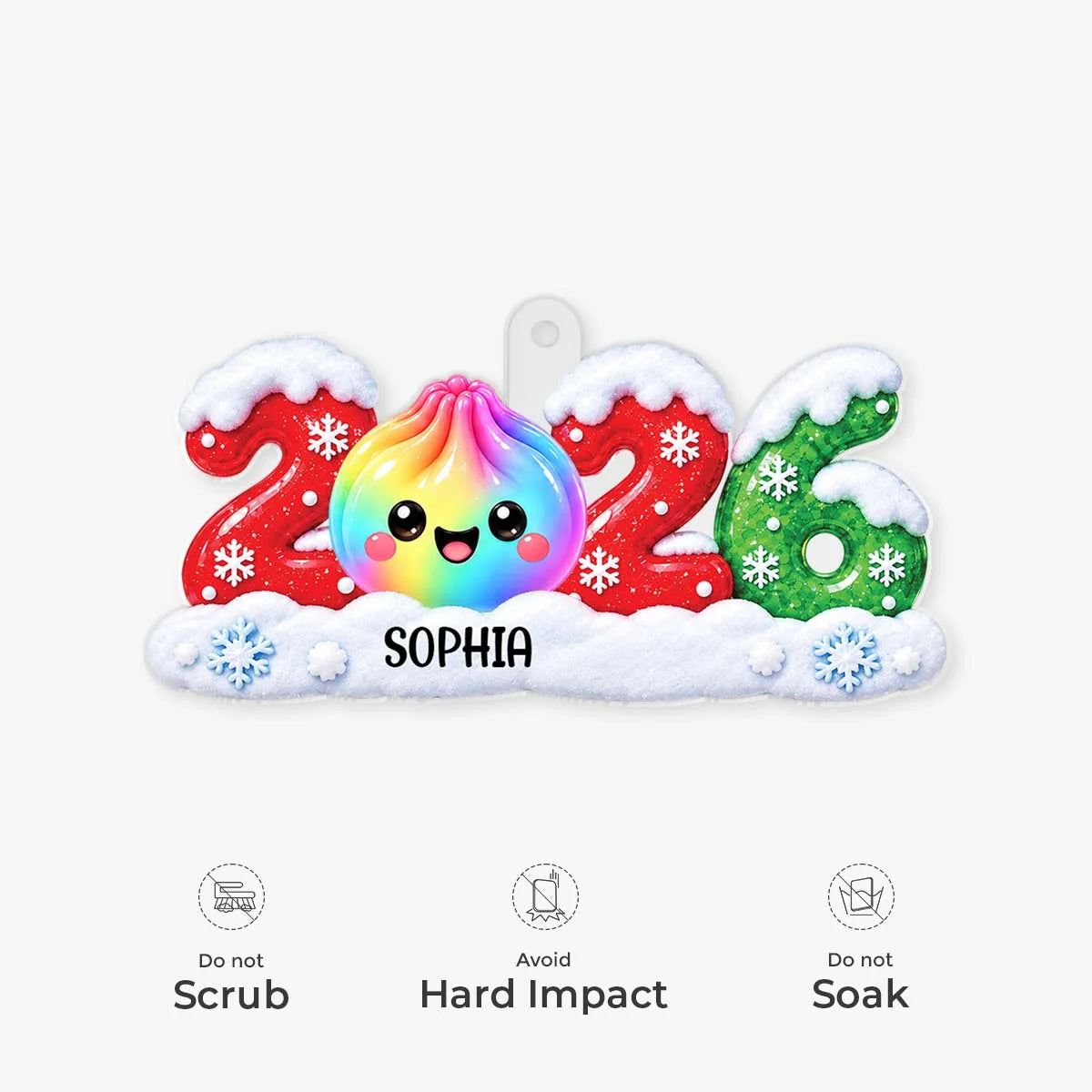 Squishy Dumpling 2026 Personalized Acrylic Ornament - Custom Kids Christmas Keepsake Gift