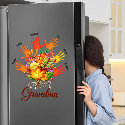 Grandma Personalized Fall Handprint Decal - Custom Grandkids Names Sticker Gift