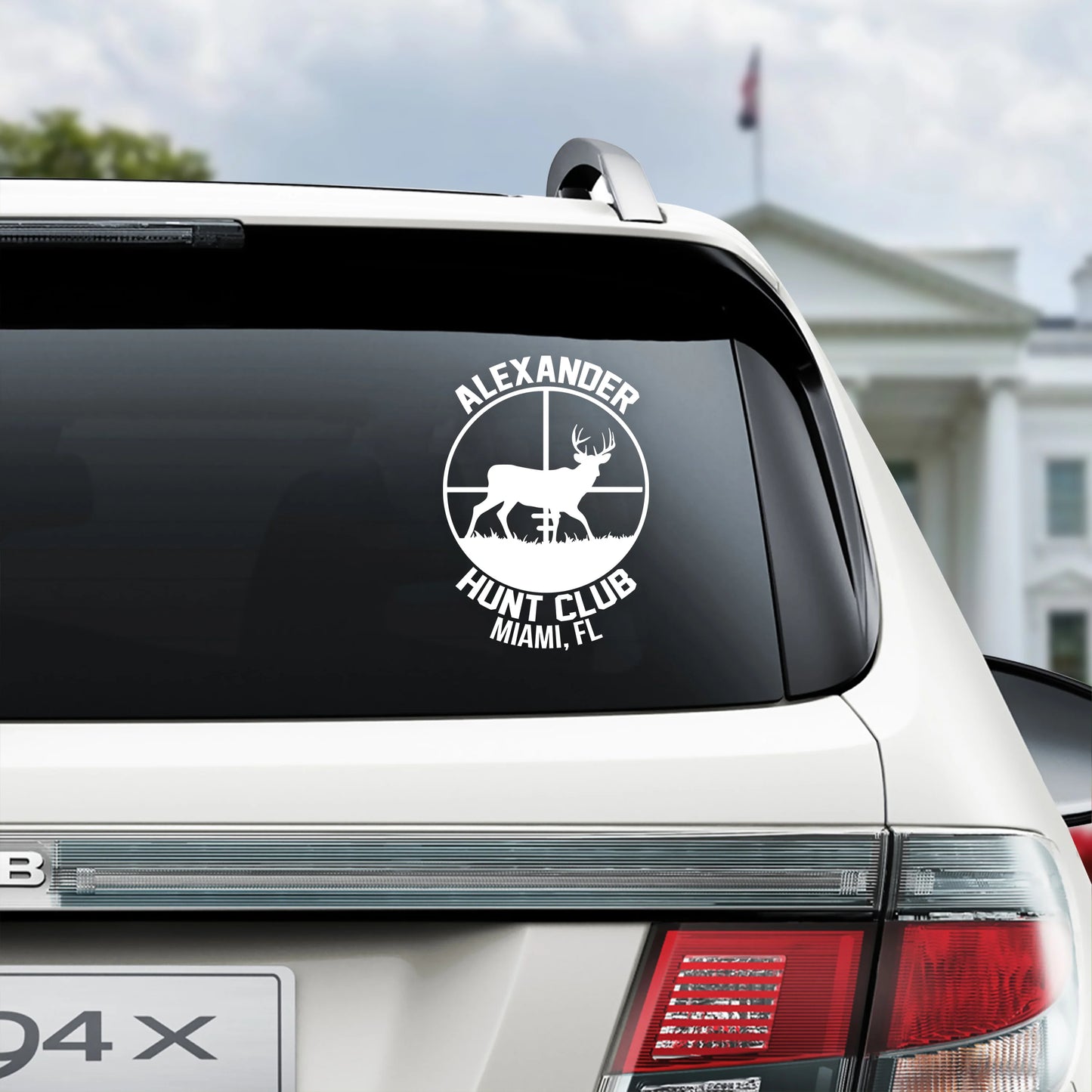 Decal / Sticker material and size view - Custom Hunting Club Car Decal