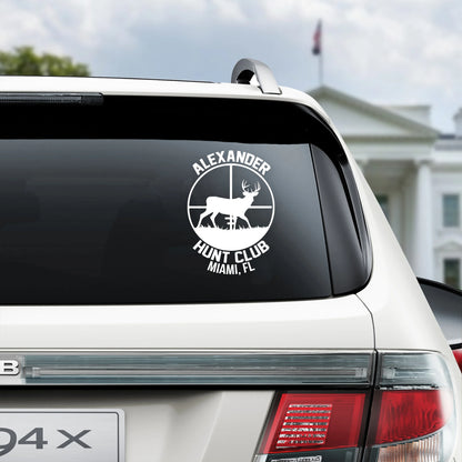 Decal / Sticker material and size view - Custom Hunting Club Car Decal