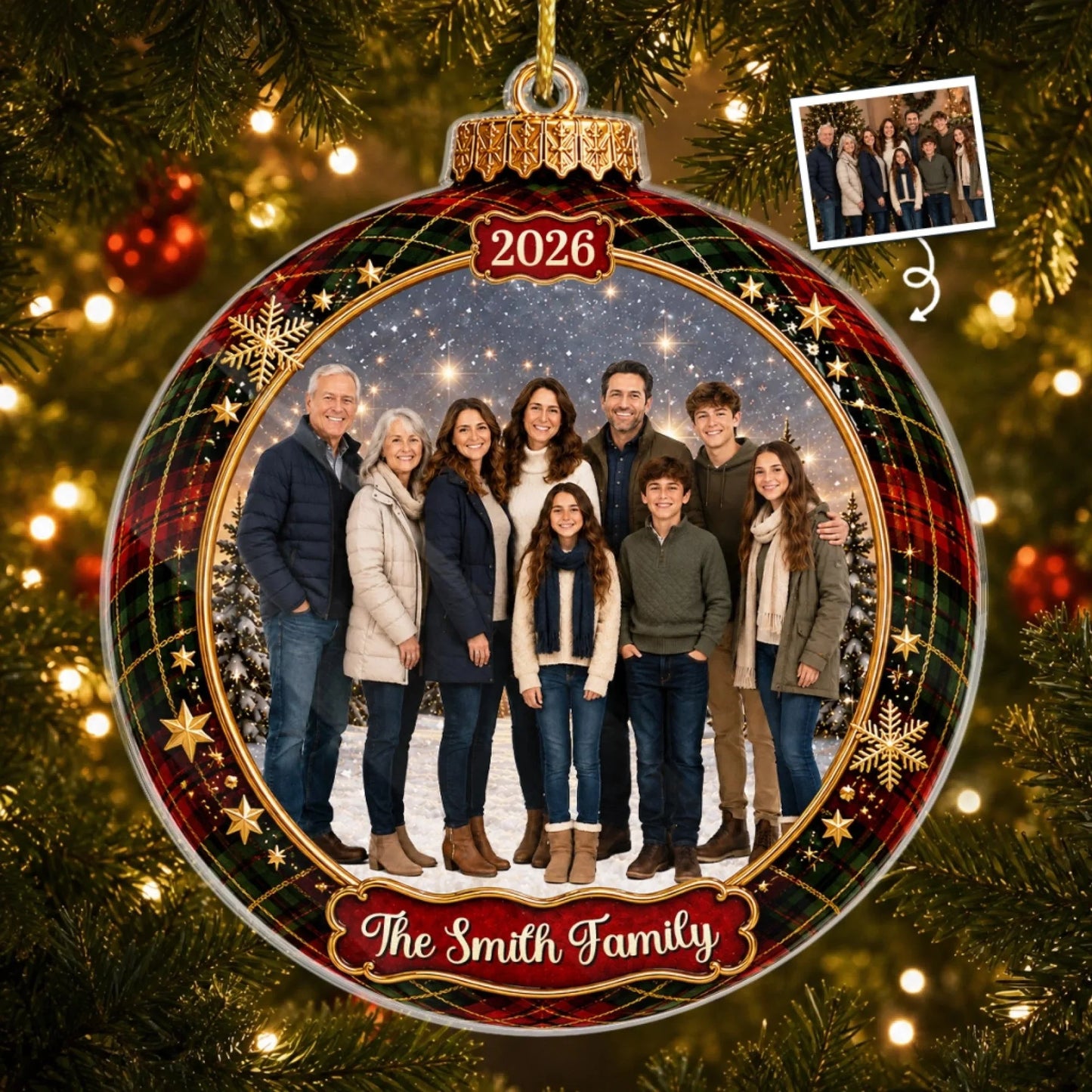Custom Photo Christmas Ornament - Personalized Family Acrylic Holiday Gift