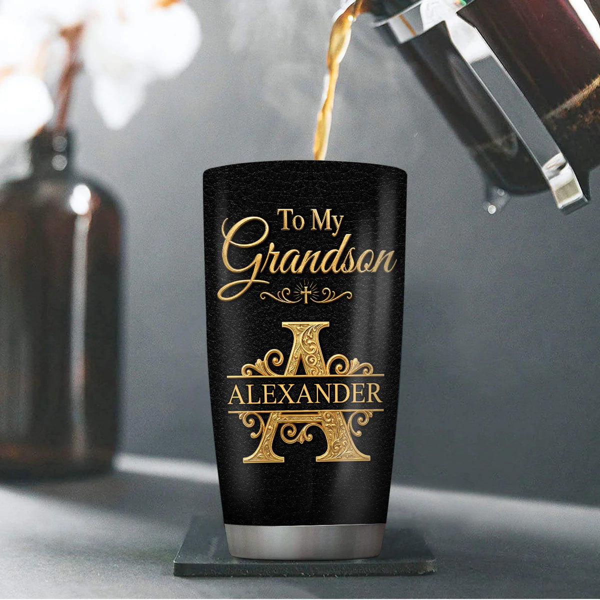 Custom Grandson Tumbler for Son/Grandson with personalized design details for meaningful gifting image 6