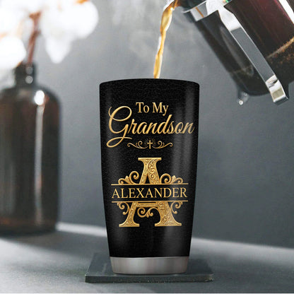 Custom Grandson Tumbler for Son/Grandson with personalized design details for meaningful gifting image 6