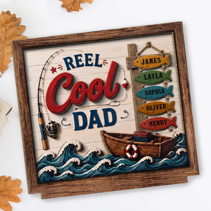 Wood Sign material and size view - Personalized Fishing Gift For Dad