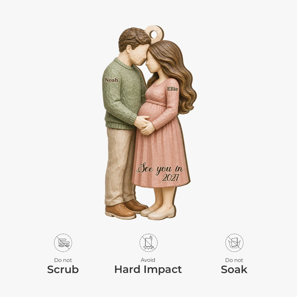 "See You In 2027" Personalized Wooden Ornament for Expecting Couples - Parents to Be Keepsake