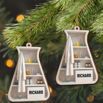 Wooden Ornament material and size view - Personalized Laboratory Wood Ornament