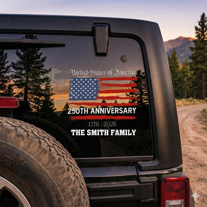 Personalized America 250th Anniversary decal with custom family name for car or fridge image 7