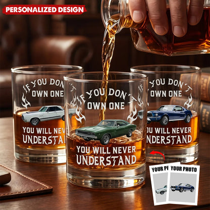 Personalized Classic Car Whiskey Glass personalization view for Husband