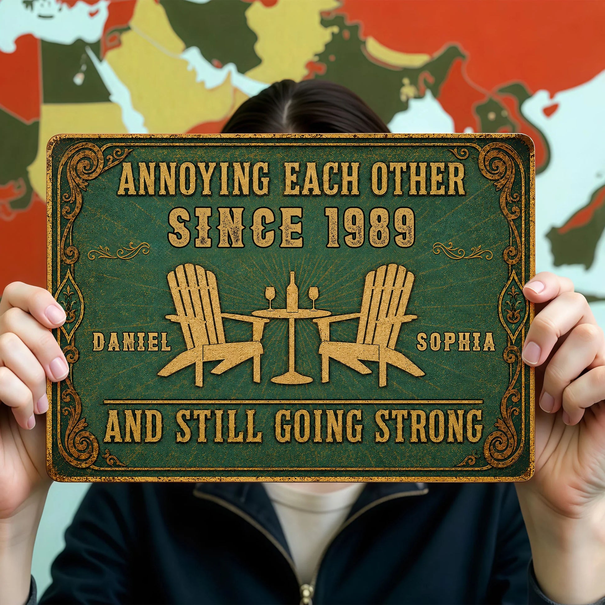 Custom Anniversary Couples Metal Sign for Couples with personalized design details for meaningful gifting image 6