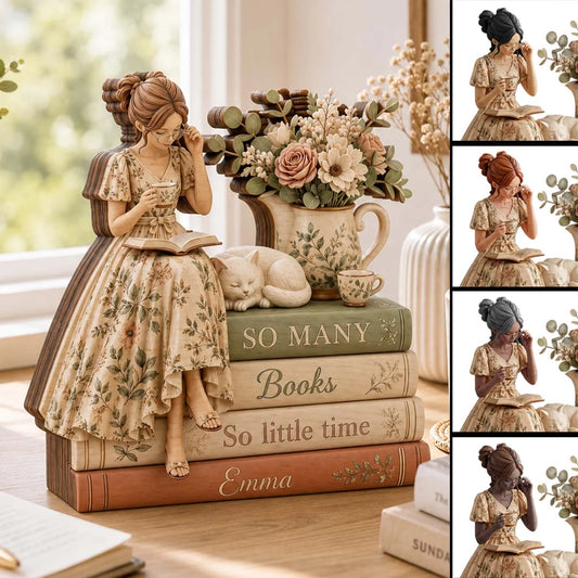 "So Many Books So Little Time" Personalized Wooden Block - Custom Gift for Book Lovers