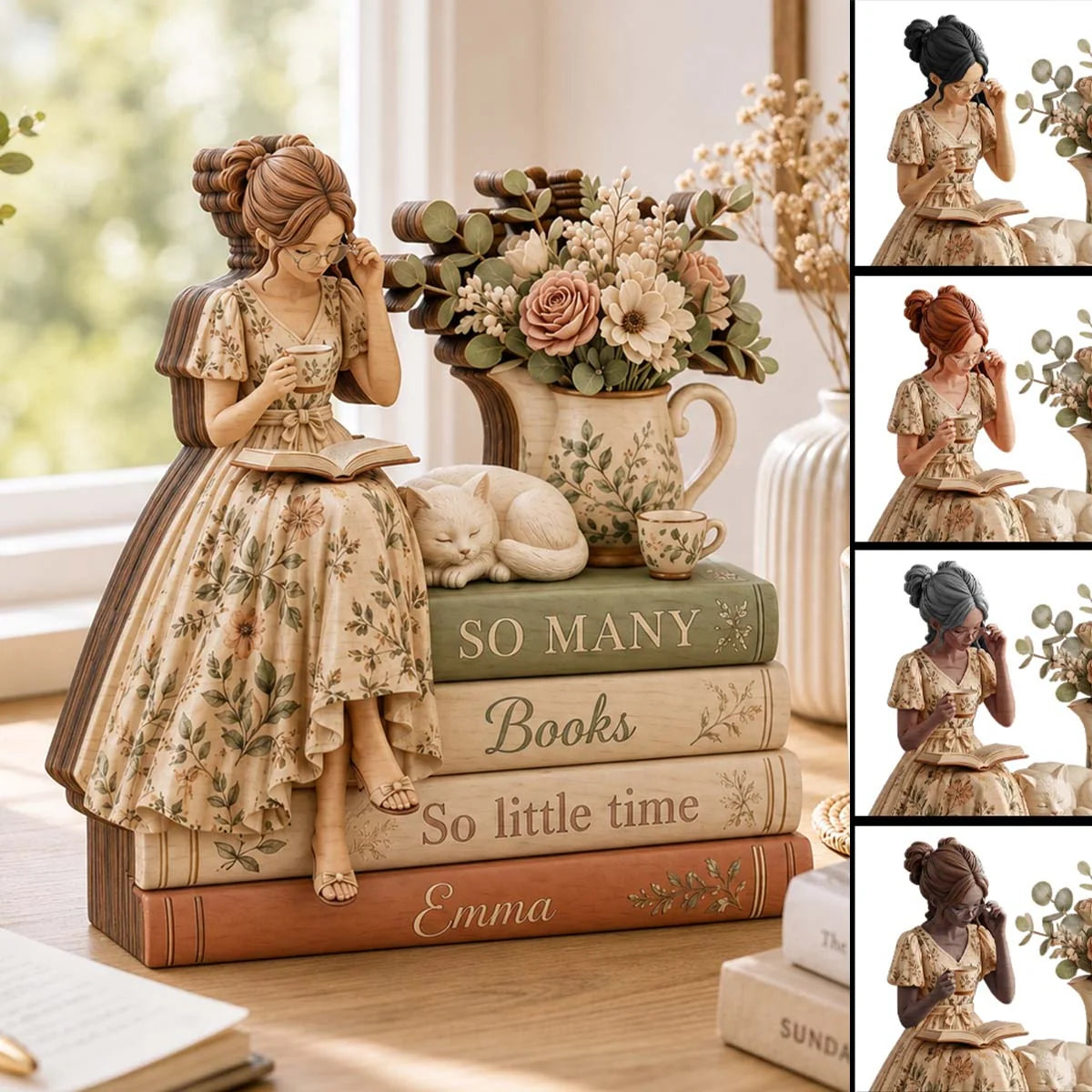 "So Many Books So Little Time" Personalized Wooden Block - Custom Gift for Book Lovers