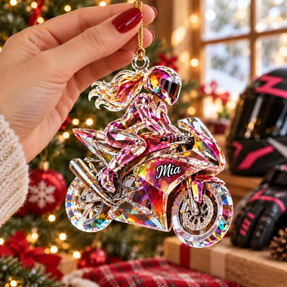 Crystal Style Personalized Motorcycle Ornament - Custom Sport Bike Name Keepsake