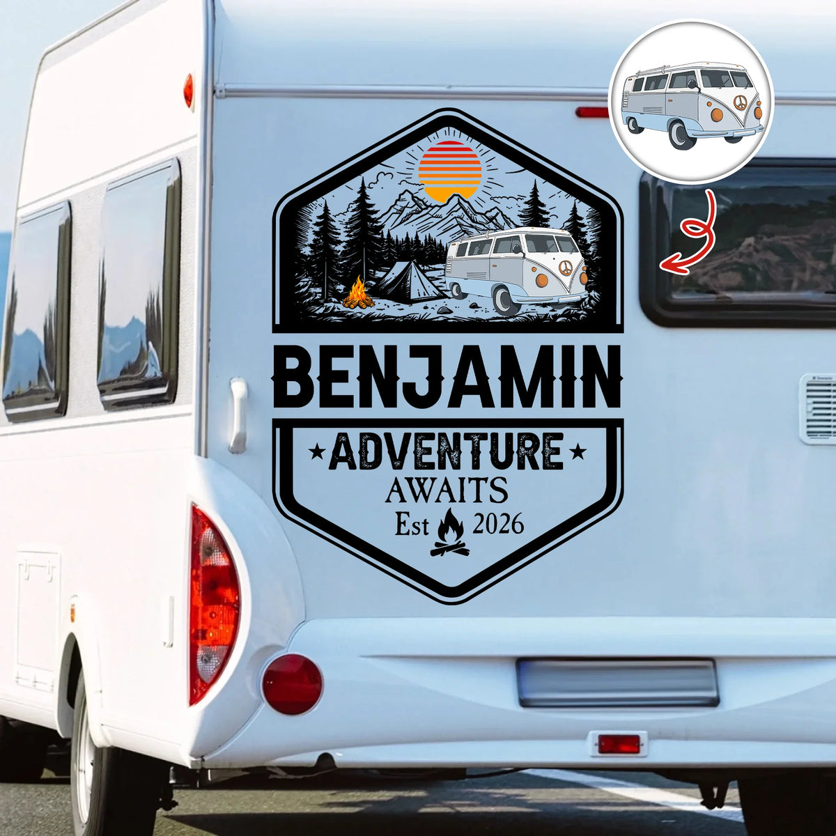 Personalized Family Adventures RV Decal - Custom Gift For Campers