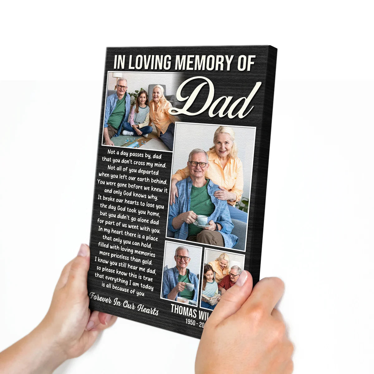 "In Loving Memory Of Dad" Personalized Canvas / Poster - Custom Wall Art Photo Collage Sympathy Gift